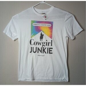 NWT Bohemian Cowgirl Graphic Cowboys Country Music White T-Shirt‎ Large Rodeo P